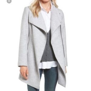 Halogen Asymmetrical Zip Wool Blend Coat